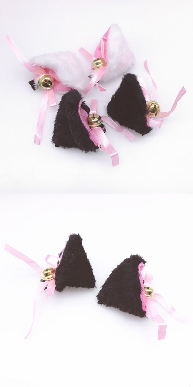 Hai nhân dân tệ cho thấy anime dễ thương tai mèo headband mũ trùm đầu người hầu gái mèo kẹp tóc với chuông phụ kiện tóc xinh