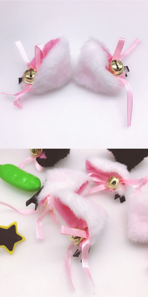 Hai nhân dân tệ cho thấy anime dễ thương tai mèo headband mũ trùm đầu người hầu gái mèo kẹp tóc với chuông phụ kiện tóc xinh