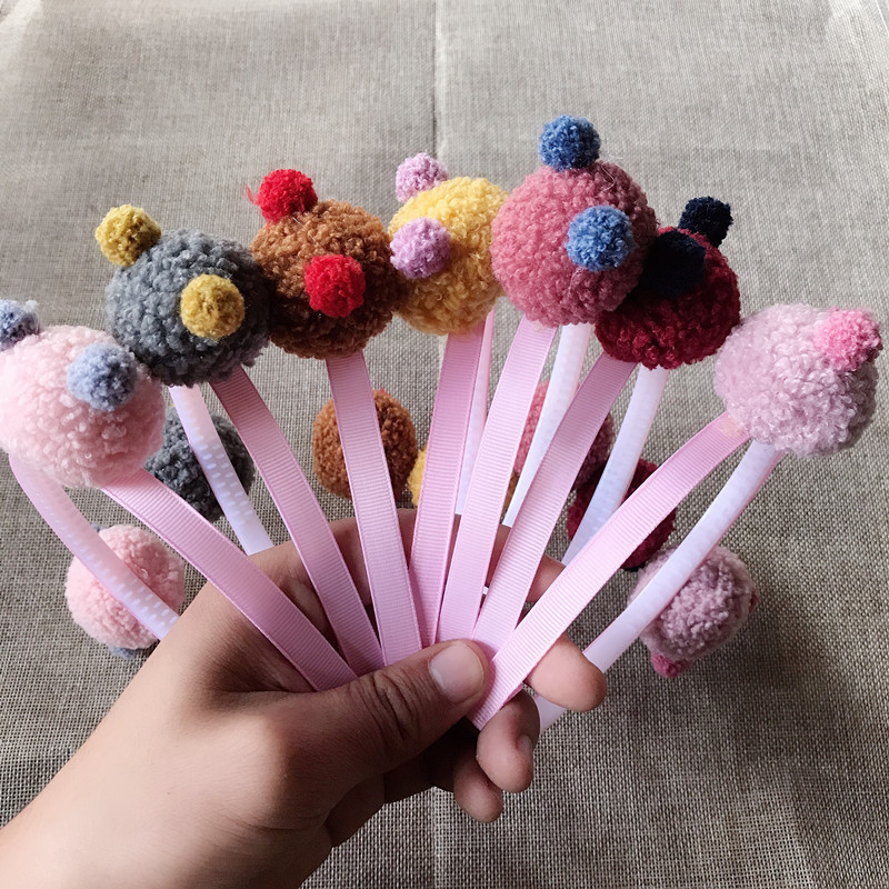 Hair ball children's headband hairpin cute sweet princess bear headband super cute wide-brimmed adult plush hair accessories
