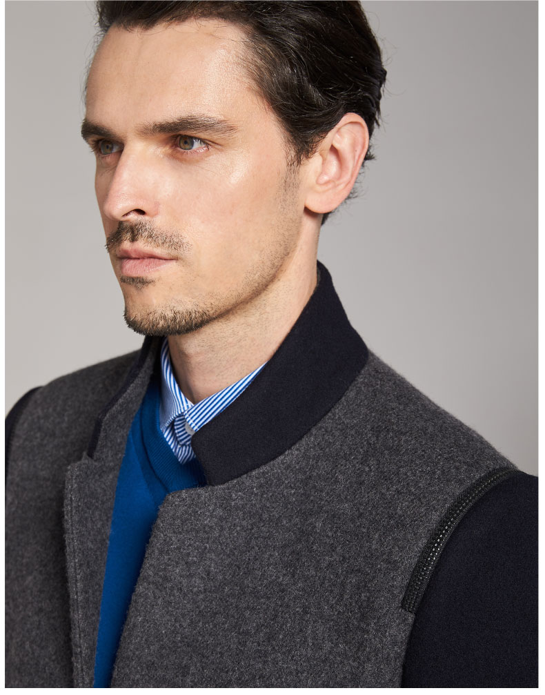 BONI / Fortune Business Men Wool Wool Coat Men Dài phần cổ áo kinh doanh áo khoác lông nam trung niên áo lạnh nam