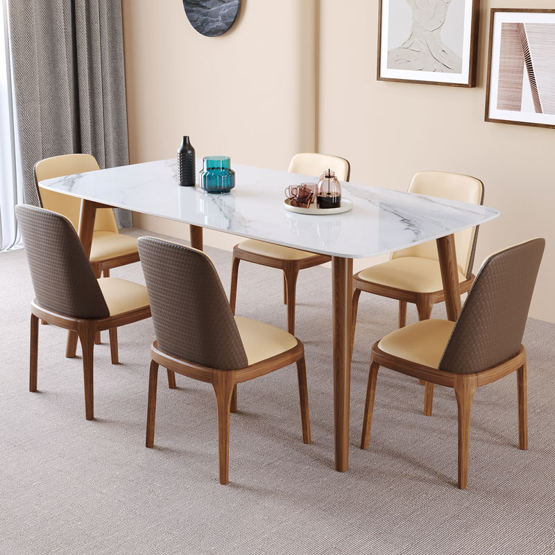 Nordic solid wood slate dining table home small apartment dining table simple rectangular ash wood dining table and chair combination