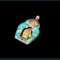 Tibetan ethnic style Nepal Seiko Babao other inlaid turquoise box Tibetan pendant accessories