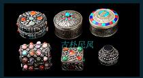 Tibetan hand-made Tibetan silver silk inlaid with turquoise glaze truth ten Phase free box jewelry box