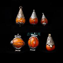 Nepal Tibet imitation amber beeswax inlaid Tibetan necklace pendant pendant accessories star Moon Moon Diamond Phoenix eye beads
