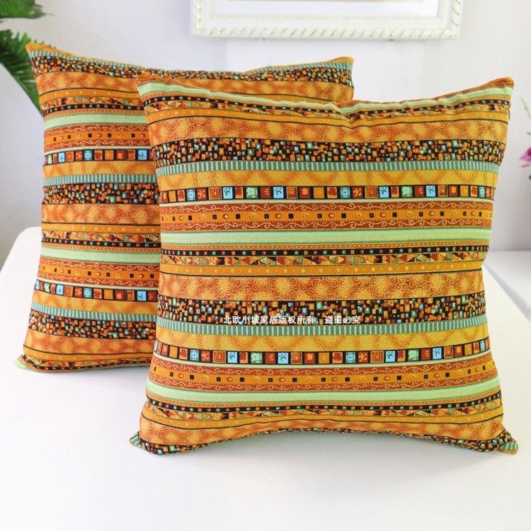 American striped pillow cover cotton linen leaning pillow cover sofa cushion cover Thai style car waist pillowcase large holding pillow can be set