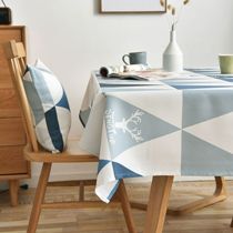 American cotton tablecloth Nordic blue geometric tablecloth triangle printed turban elk rectangular household dining tablecloth