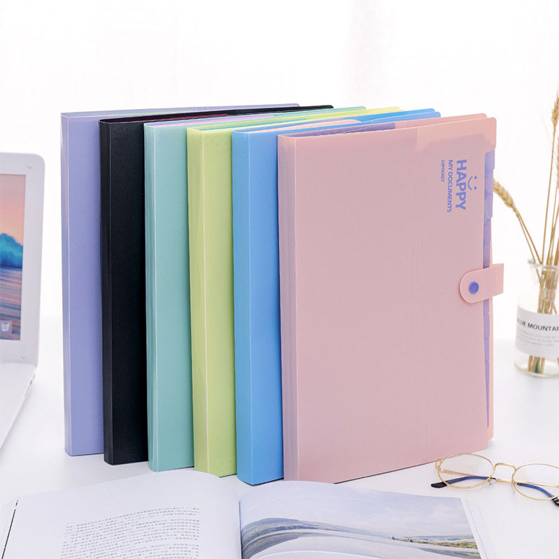 Organ bag folder multi-layer students with A4 test paper clip student information book paper clip file bag 12 grid