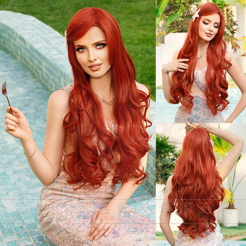 European and American Mermaid Cosplay Wig Long Curly Hot Red Cosplay Orange Role-Playing Wig European and American Mermaid Cosplay Wig Long Curly Hot Red Cosplay Orange Role-Playing Wig