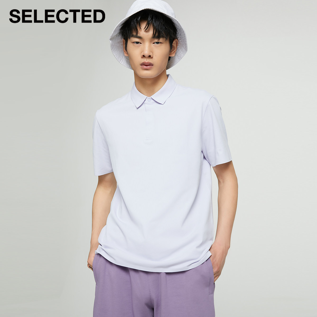 SELECTEDSELECMED Summer new minimalist pure color dark with short sleeves polloshirt male T) 421306019
