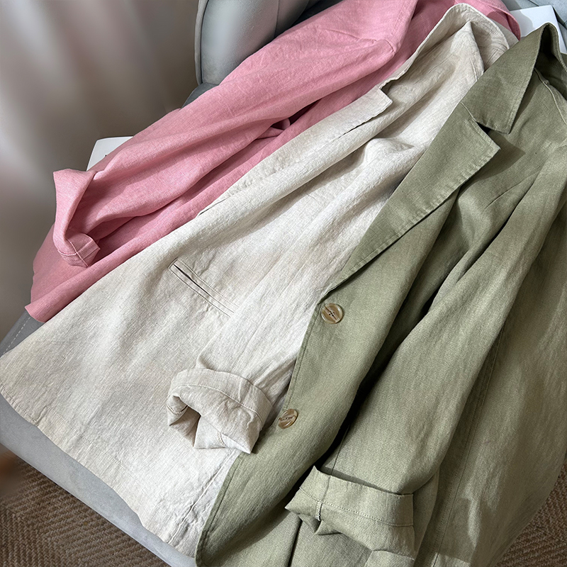 Panpan Caihua Women's Linen Loose Oversize Design Thin High-End Casual Blazer for Summer Panpan Caihua Women's Linen Loose Oversize Design Thin High-End Casual Blazer for Summer