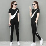 Летняя шелковая летняя одежда, модный спортивный костюм, комплект, сезон 2021, в корейском стиле, в западном стиле, короткий рукав