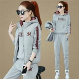 Демисезонная утепленная толстовка, комплект, бархатная куртка, спортивный костюм для отдыха, городской стиль, 3 предмета, большой размер