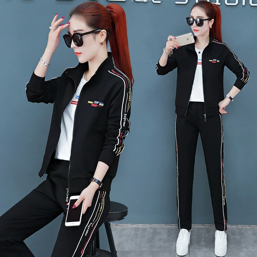 Весенний модный спортивный костюм, кардиган, футболка, толстовка, осенний комплект, 2020, городской стиль, в корейском стиле, большой размер, 3 предмета