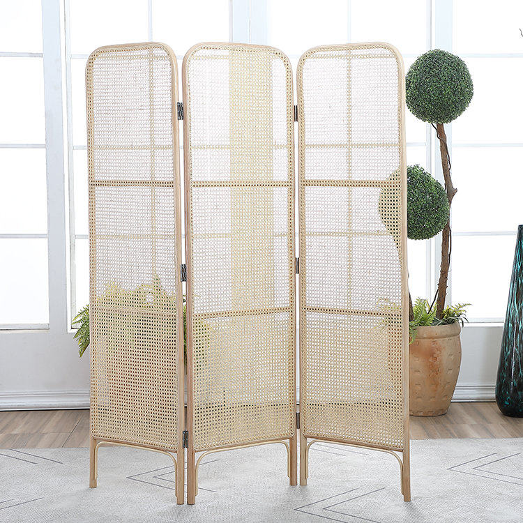 Tenfold Partition Wall Guest House REAL RATTAN WOVEN FOLDING BRIEF FOLD BRIEF RETRO-ANCIENT GENGUAN HOLLOWED-OUT THREE-SIDED RATTAN ART FOLK LIVING ROOM