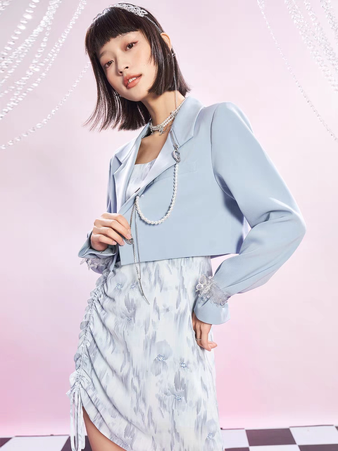 Lolipa Academy Style Petite Women's Blazer 2022 Early Spring New Short Chain Jk Blazer Jacket