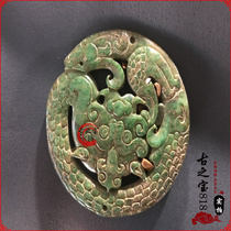 Antique antique old jade Old Xiuyu High ancient jade pendant pendant handle pieces Ming and Qing Jade brand dragon