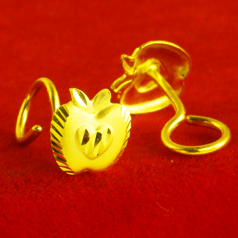 Gold Stud Earrings Pure Gold 9999 Women's Big Apple Real Gold Earrings Pure Gold 24K Gold Christmas Gift For Girlfriend