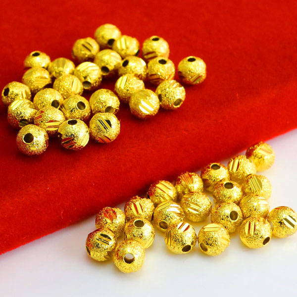 Undeformed gold transfer beads small empty male and female models 999 pure gold beads 24K gold pure gold hand Lulutong