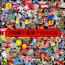 200 trendy brand logo suitcase stickers European and American brand suitcase stickers waterproof personalized stickers laptop decorative stickers mainstream trolley cases skateboard stickers mens and womens electric cars