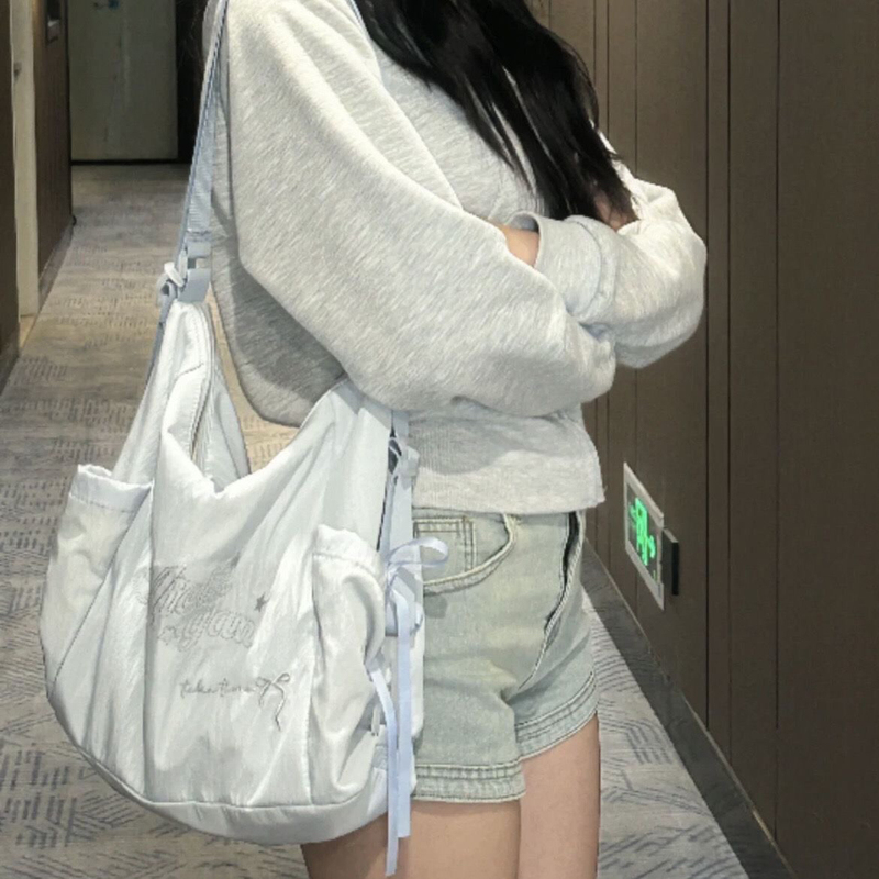 2026 Summer New Underarm Bag ins Korean Style Girl Embroidered Dual-Use Bag Large Capacity Shoulder Soft Bag Women's Bag