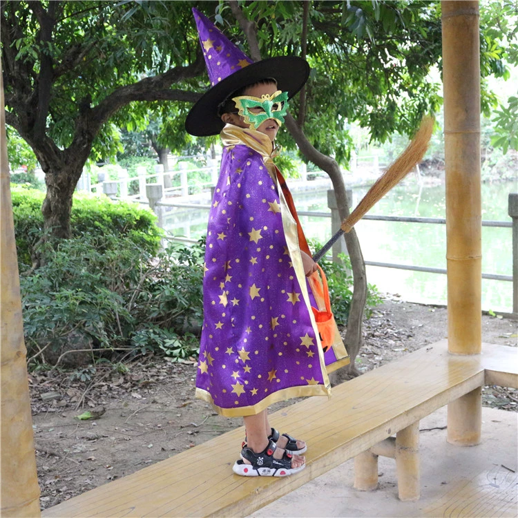 Cos phù hợp với Halloween trẻ em trang phục mẫu giáo đạo cụ biểu diễn bé trai và bé gái Áo choàng phù thủy áo choàng