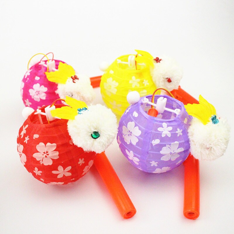 Mid-Autumn Festival portable lantern cartoon LED luminous bright children's DIY hand-held Cherry Rabbit Lantern small gift