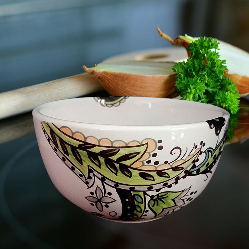 Hand-painted Bohemian Ceramic Bowl American Foreign Trade Retro Tableware Creative Salad Bowl with Soak Noodles Bowl Home Soup Bowl Large Bowl