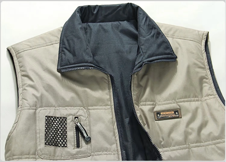 Mùa thu hai bên mặc cotton mỏng trung niên nam vest vest vai túi móc áo vest cá chụp ảnh du lịch áo ấm nam mùa đông