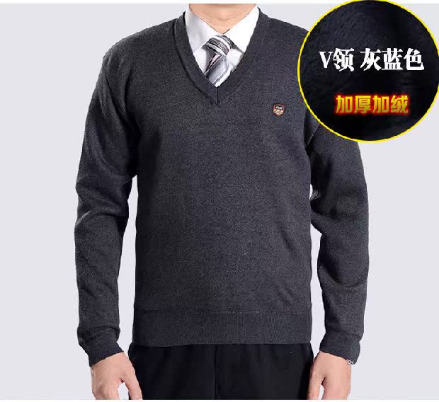 Ưu đãi đặc biệt cho nam trung niên áo len dày cổ chữ V nam mùa thu đông áo cổ lọ