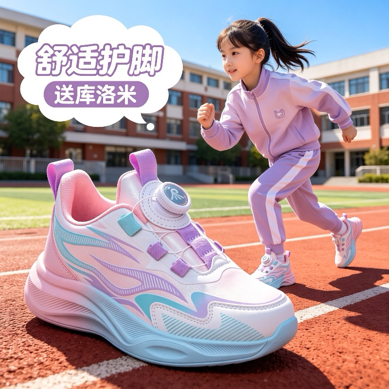 2026 Spring and Autumn Girls' Shoes Pink Children's Sports Shoes for Older Kids Casual Running Shoes Little Girls Leather Surface Waterproof 2026 Spring and Autumn Girls' Shoes Pink Children's Sports Shoes for Older Kids Casual Running Shoes Little Girls Leather Surface Waterproof