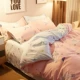 Quả dâu tây gia đình giường đơn giản bốn chéo sọc vải quilt phim hoạt hình ký túc xá sinh viên ba mảnh đúp - Bộ đồ giường bốn mảnh bộ drap giường 1m6