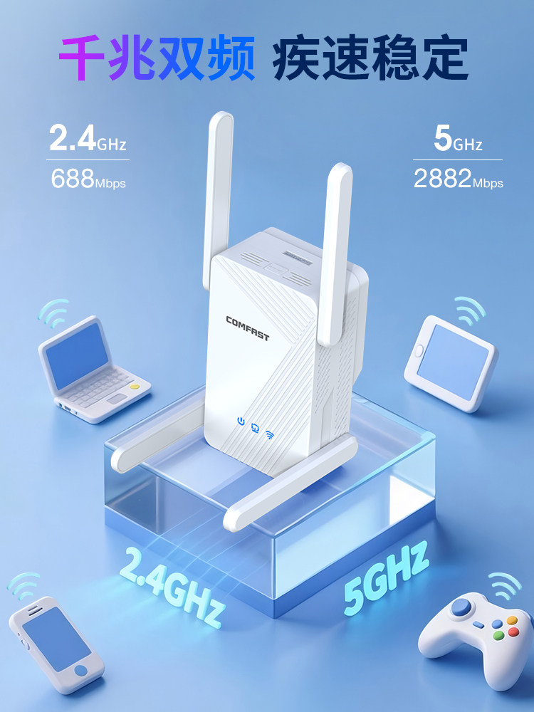 Comfast Wireless Wifi 7 Signal Booster Amplifier Dual-Band 3600m Repeater Home Wifi Signal Extender Wall-Penetrating Router Bridge Cf-Be773Be