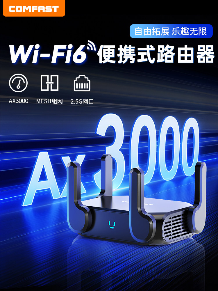Comfast 3000m Wireless Router Wifi6 Dual-Band Gigabit 5g Home High-Speed 2.5g Network Port Portable Router Nas Network Storage with USB Amplifier Cf-Wr632Ax
