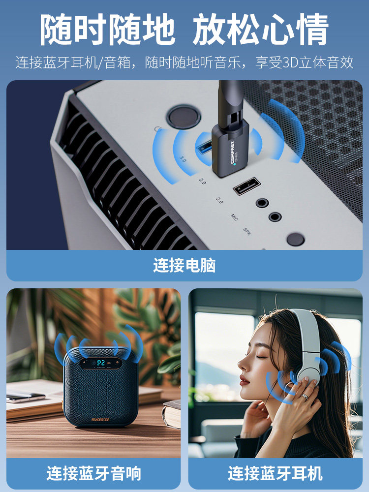 Comfast Bluetooth Adapter 5.4 Desktop Computer USB Bluetooth Module Wireless Device Transmitter Receiver Multi-Device Connection Cf-B45