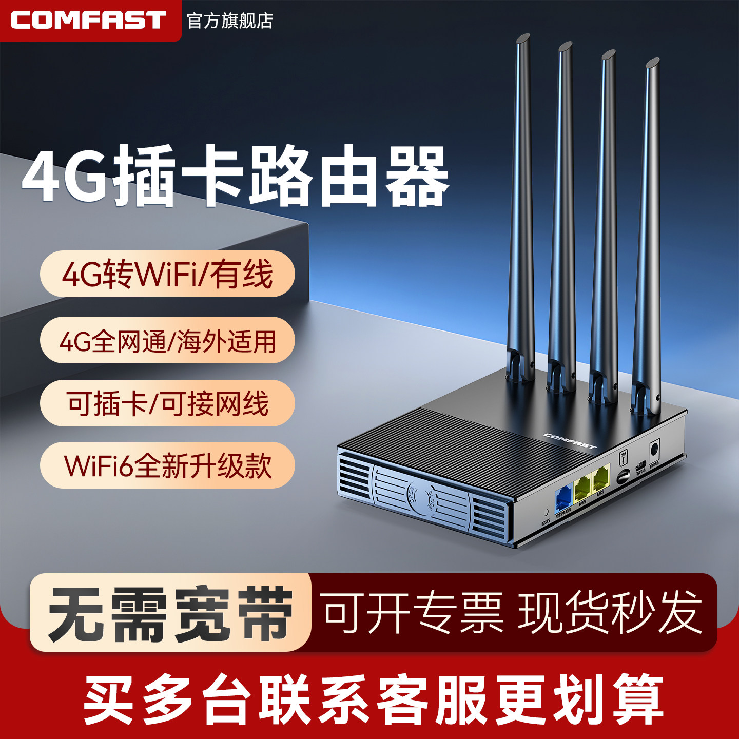 Comfast New Wifi6 Plug-In Router 4g Full Network Mobile Wifi Wireless Sim Card Internet Phone Card to Wired/Wireless Home Broadband Dormitory Cf-E13