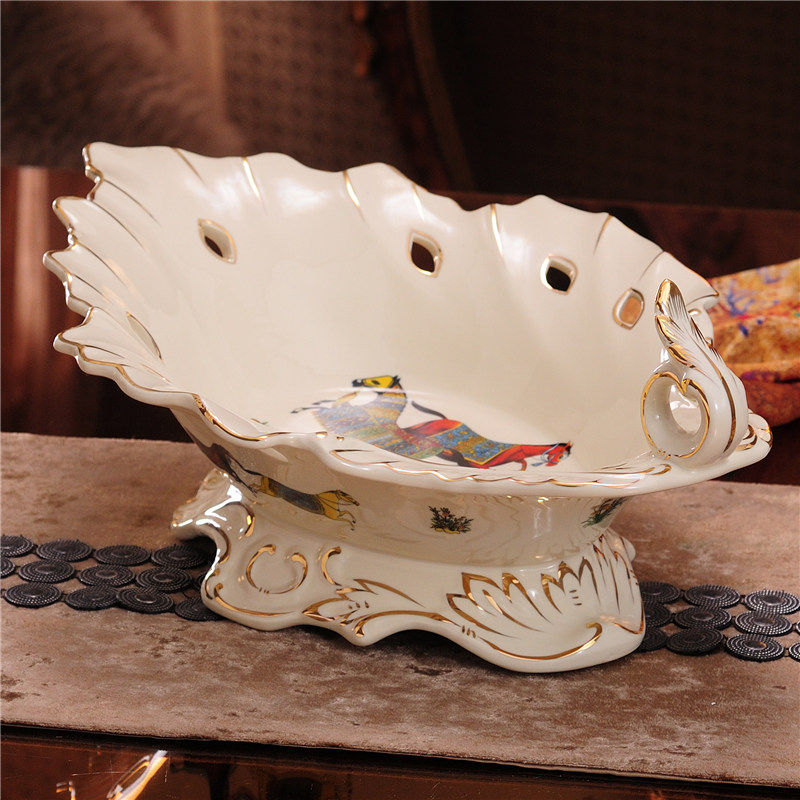 European-style ceramic large fruit plate living room ktv fruit plate luxury hotel coffee table home decoration ornaments fruit plate