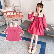 Girls spring and autumn dresses 2021 new childrens foreign style Korean version of the college style princess dress childrens long-sleeved skirt