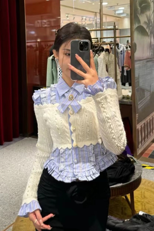 In-Stock Lafite 2026 Autumn/Winter New Fashion Elegant Sweet Soft Design Knit Shirt for Petite Women In-Stock Lafite 2026 Autumn/Winter New Fashion Elegant Sweet Soft Design Knit Shirt for Petite Women