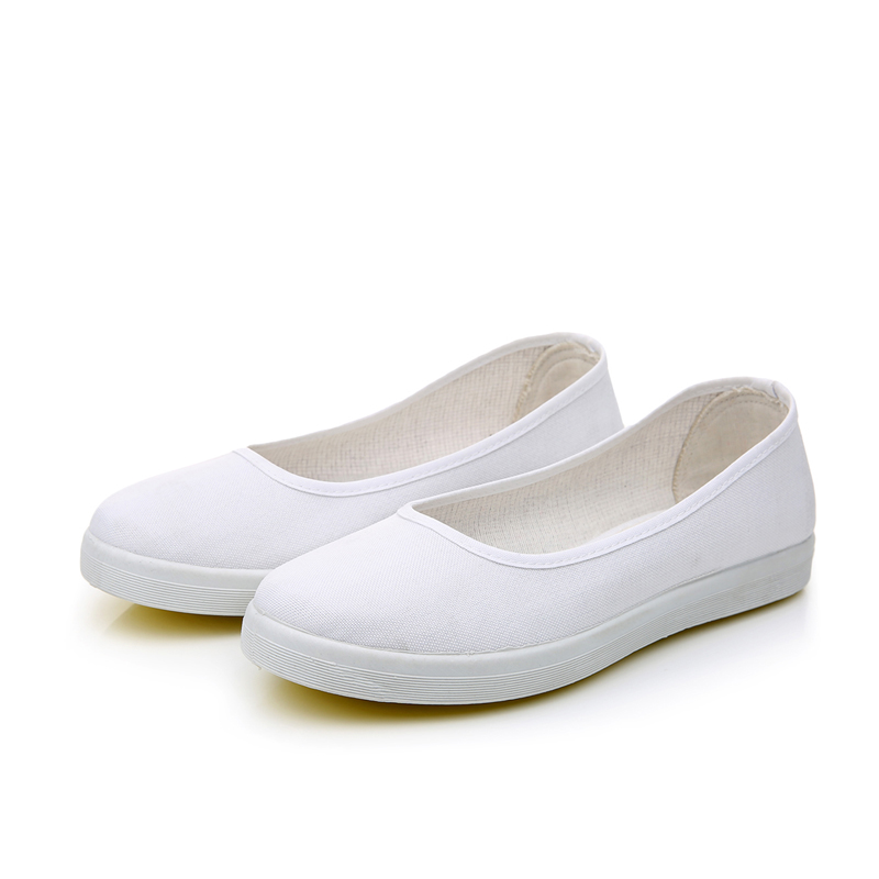 2022 New Spring Autumn Season White Nurse Shoes Flat Bottom Korean Version Non-slip Bull Fascia Bottom Women Single Shoes Breathable soft undercloth shoes