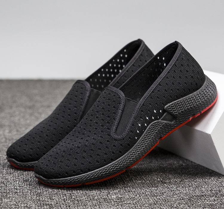 Men's summer work shoes One foot pedal flat bottom black Old Beijing cloth shoes men's net face breathable non-slip daddy men's shoes-Taobao