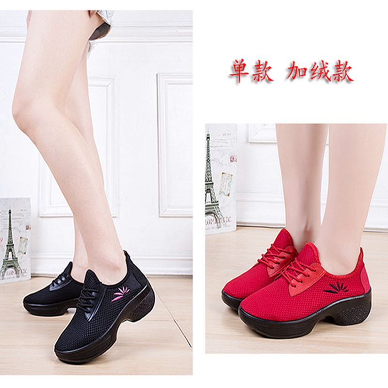 Square Dance Shoes Women Dancing Shoes 2022 Spring New Dance Shoes Soft Bottom Cloth Shoes Heel Summer Net Face Breathable Women Shoes