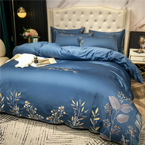 High end light lavish wind 120 long suede cotton four pieces of pure cotton full cotton embroidery quilt cover European-style goon satin bed supplies 4