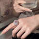 European and American Heavy Industry Pink Gem Light Luxury Zircon Ring