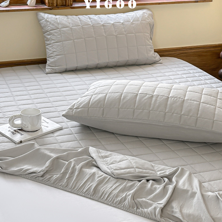 Простая мягкая стеганая простыня из тенселя и нейлона класса А с наполнителем, комплект из 3 предметов с высоким чехлом для матраса, однотонная