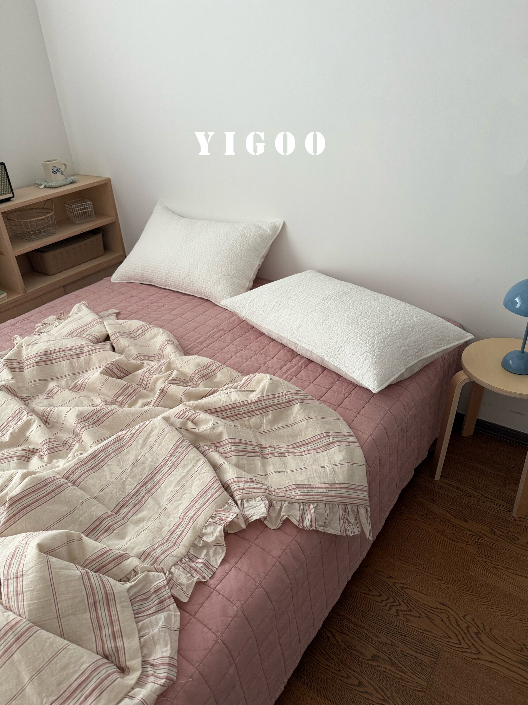 Простое летнее одеяло из хлопка и льна с оборками и винтажными полосками, тонкое цельное одеяло для кондиционера, дышащее, можно стирать в машине