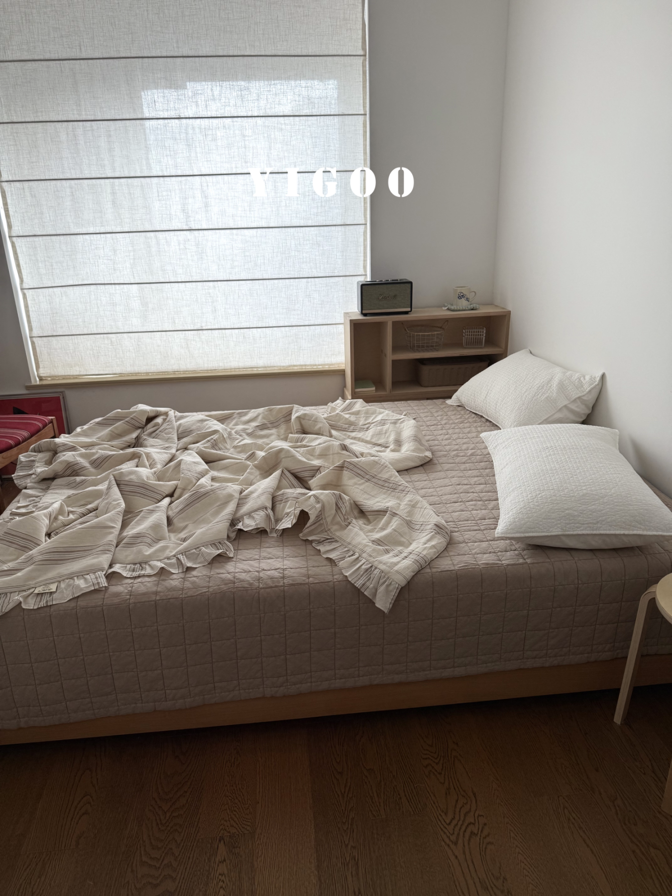 Простое летнее одеяло из хлопка и льна с оборками и винтажными полосками, тонкое цельное одеяло для кондиционера, дышащее, можно стирать в машине