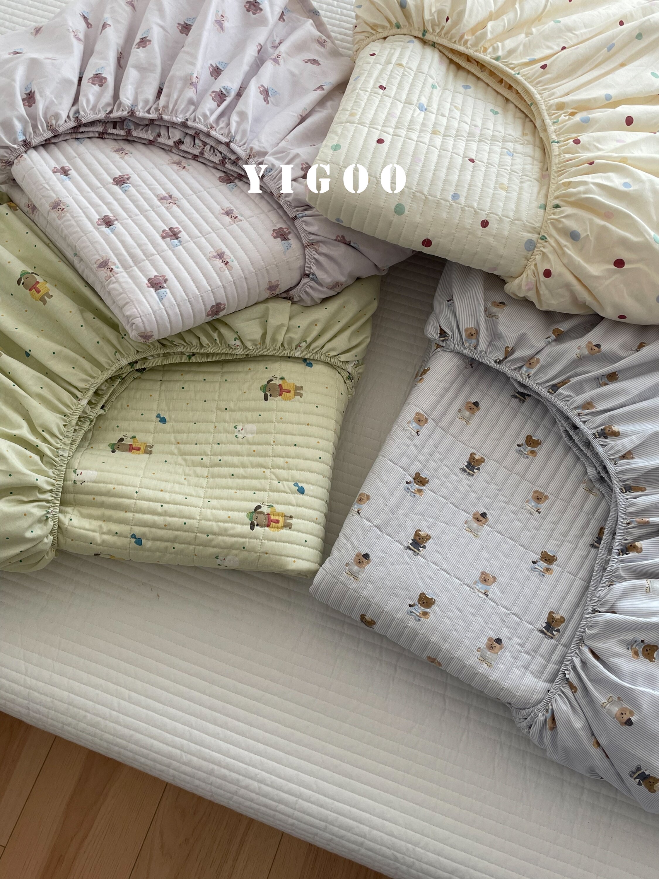 Корейский хлопковый наматрасник с печатью и стеганой подкладкой, водостойкий комплект из 3 предметов