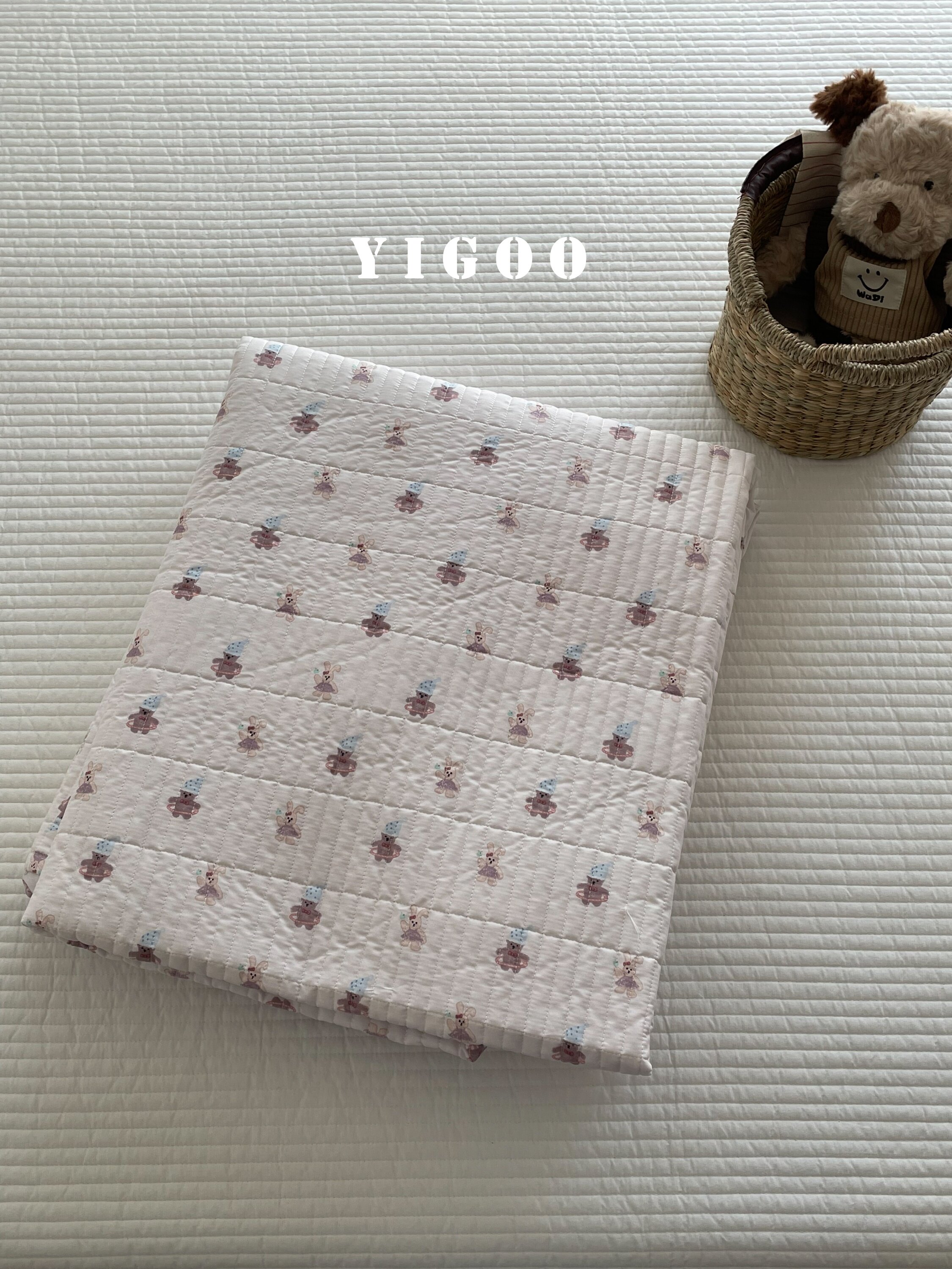 Корейский хлопковый наматрасник с печатью и стеганой подкладкой, водостойкий комплект из 3 предметов