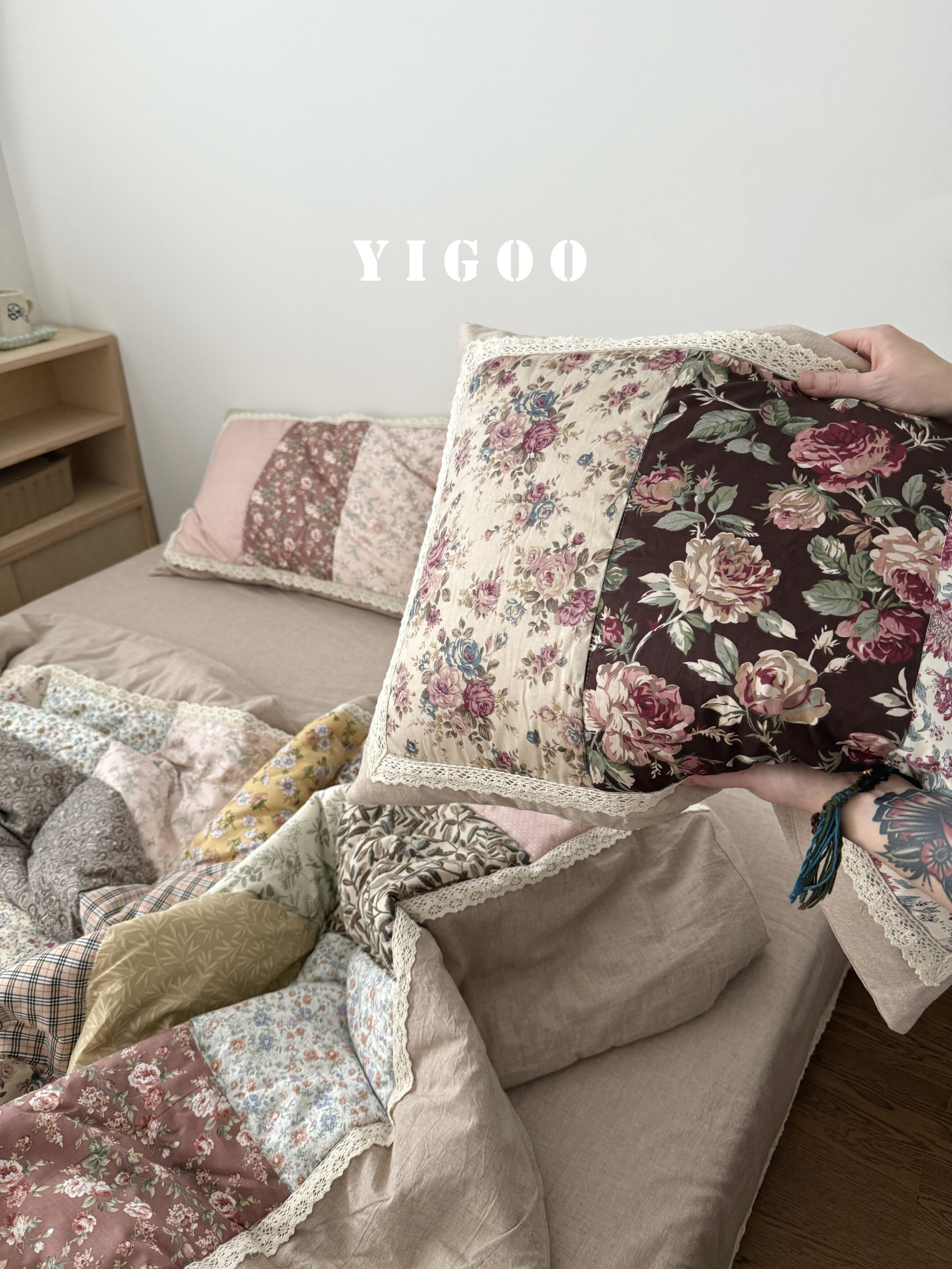 Корейское ретро одеяло в цветочек в деревенском стиле из хлопка и льна с лоскутным шитьем, комплект постельного белья из 4 предметов на все seasons