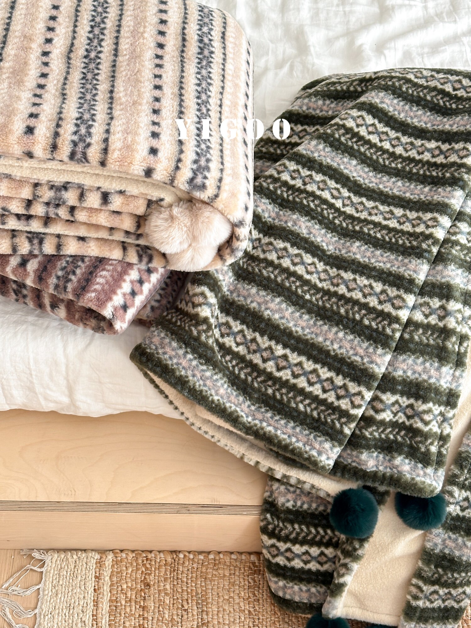 Осенне-зимнее жаккардовое покрывало под кашемир в стиле ins с узором Фэр-Айл, винтажное утолщенное одеяло для отдыха и дневного сна